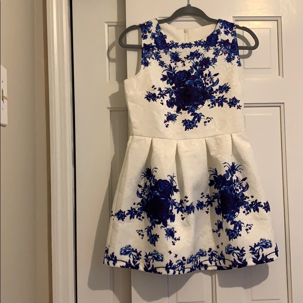 Blue floral bell dress